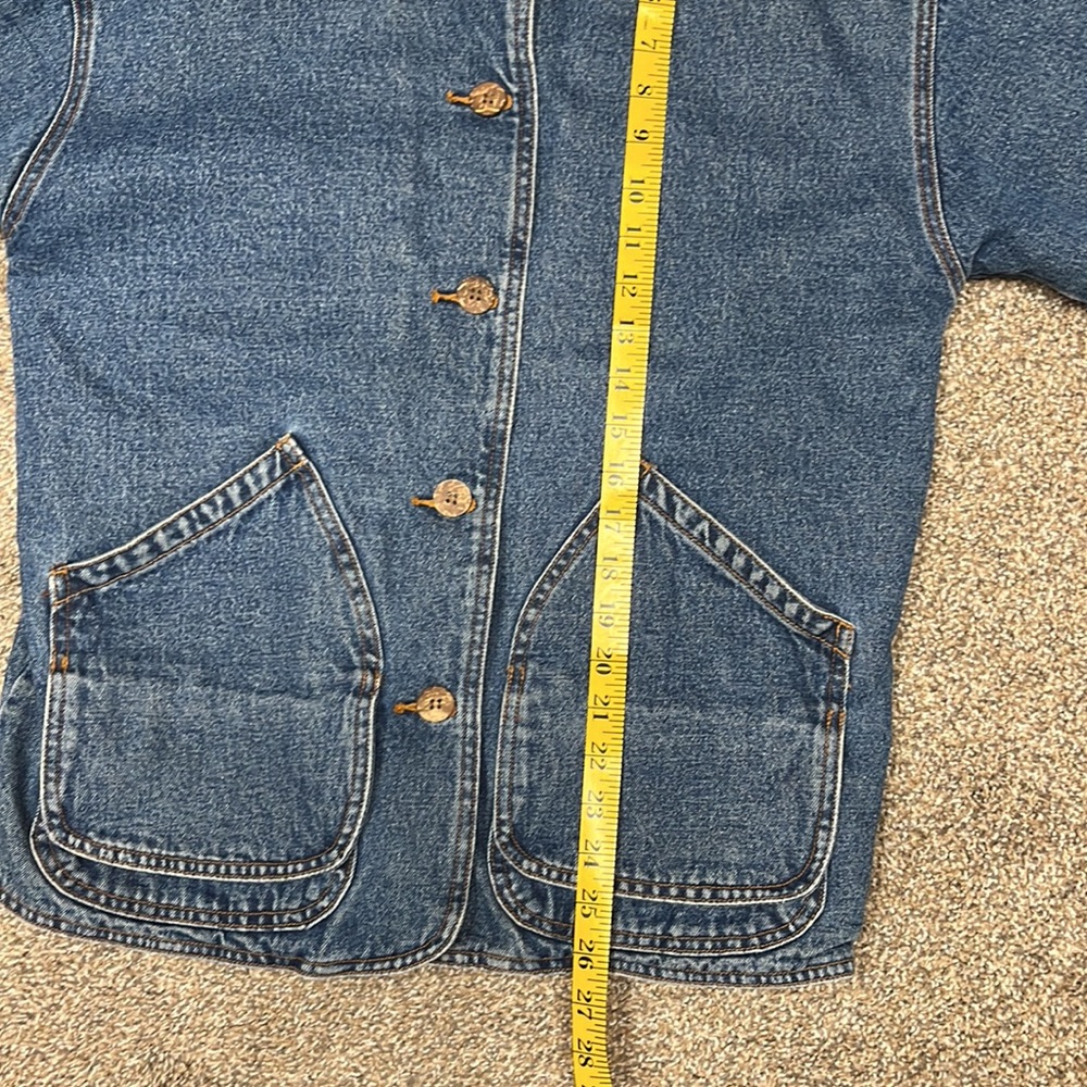 Blue Denim Jean Jacket with Tan Collar - Picture 12 of 14